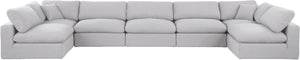Comfy White Linen Textured Fabric Modular Sectional 187White-Sec7B Meridian Furniture