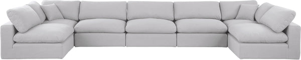 Comfy White Linen Textured Fabric Modular Sectional 187White-Sec7B Meridian Furniture
