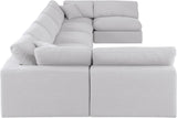 Comfy White Linen Textured Fabric Modular Sectional 187White-Sec7B Meridian Furniture