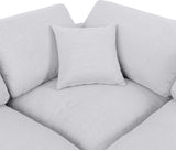 Comfy White Linen Textured Fabric Modular Sectional 187White-Sec7B Meridian Furniture