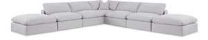 Comfy White Linen Textured Fabric Modular Sectional 187White-Sec7C Meridian Furniture