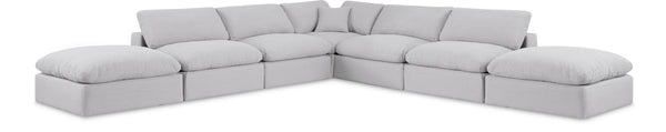 Comfy White Linen Textured Fabric Modular Sectional 187White-Sec7C Meridian Furniture