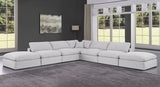 Comfy White Linen Textured Fabric Modular Sectional 187White-Sec7C Meridian Furniture