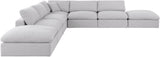 Comfy White Linen Textured Fabric Modular Sectional 187White-Sec7C Meridian Furniture