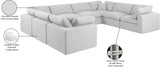 Comfy White Linen Textured Fabric Modular Sectional 187White-Sec8A Meridian Furniture