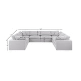 Comfy White Linen Textured Fabric Modular Sectional 187White-Sec8A Meridian Furniture