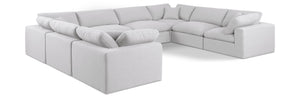 Comfy White Linen Textured Fabric Modular Sectional 187White-Sec8A Meridian Furniture
