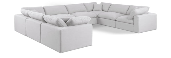 Comfy White Linen Textured Fabric Modular Sectional 187White-Sec8A Meridian Furniture