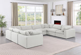 Comfy White Linen Textured Fabric Modular Sectional 187White-Sec8A Meridian Furniture