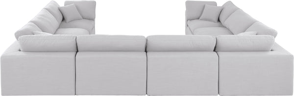 Comfy White Linen Textured Fabric Modular Sectional 187White-Sec8A Meridian Furniture