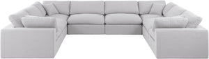 Comfy White Linen Textured Fabric Modular Sectional 187White-Sec8A Meridian Furniture