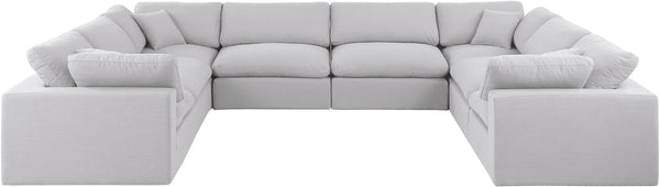 Comfy White Linen Textured Fabric Modular Sectional 187White-Sec8A Meridian Furniture