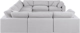 Comfy White Linen Textured Fabric Modular Sectional 187White-Sec8A Meridian Furniture