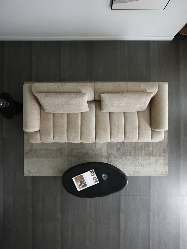 English Elm 2ps, Arc Chenille Sectional Sofa with Tufted Back for Apartments and Living Rooms W2664S00058