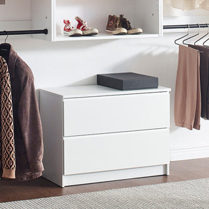 English Elm Devi Wall Mounted Wood Closet System in White Oak Finish — Durable Melamine Construction, Ample Storage, Easy Assembly B040S00112