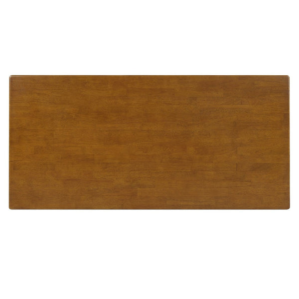 English Elm Solid Rubberwood Dining Table Thick Slab Top Seats 8 Modern Farmhouse Kitchen Walnut N768P427476W