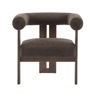 English Elm Christopher Knight Home® - Modern Upholstered Round Arm Accent Chair with Velvet Finish, Elegant Curved Back and Three Legs Design Dark Brown,Walnut 30.5 L x 29 W x 14.5 H N776P216194D