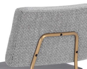 Sunpan Brinley Modern Barstool with Gold Stainless Steel Legs and Chic Black Faux Leather & Grey Fabric Seat Counter Height