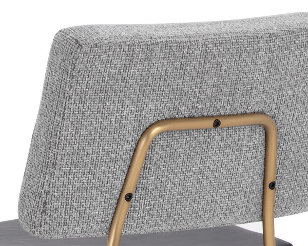 Sunpan Brinley Modern Barstool with Gold Stainless Steel Legs and Chic Black Faux Leather & Grey Fabric Seat Counter Height