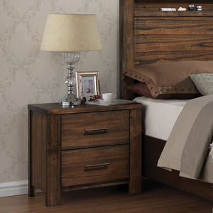 English Elm Oak 2-Drawer Nightstand with Dovetail Joints, Antique Brass Hardware, Spacious Oak Finish Storage — Nightstand for Bedroom Elegance and Durability B062P189074