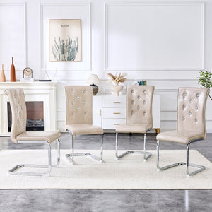 English Elm Set of 2 Glam Faux Alligator Pvc Dining Chairs with Crystal Buckle Bow Legs Beige W3875P371037