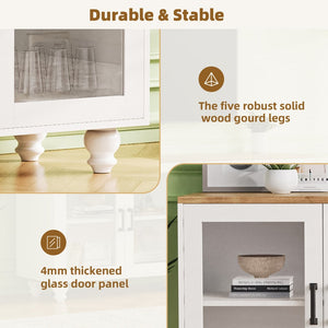 English Elm On-Trend Farmhouse Tv Stand With Solid Wood Legs, Glass Doors & Adjustable Shelves For Tvs Up To 70" N721S000041K-GIGA