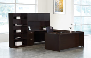 OSP Home Furnishings Napa Left U Sectional Sofa with Built in Bookcase for Contemporary Living Rooms Left Espresso NAPESP-TYP14L