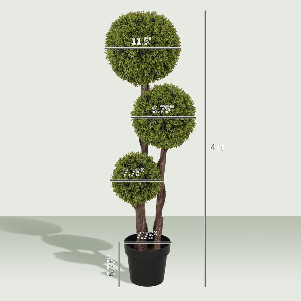 English Elm Indoor Outdoor Faux Boxwood Triple Ball Topiary Tree Sculptural Potted Fake Plant T3971P421932