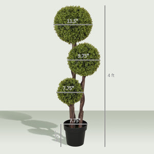 English Elm Indoor Outdoor Faux Boxwood Triple Ball Topiary Tree Sculptural Potted Fake Plant T3971P421932