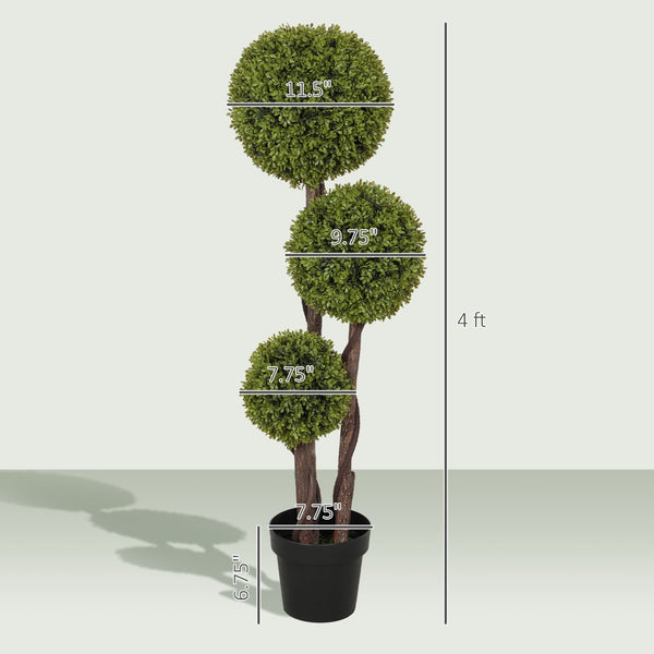 English Elm Indoor Outdoor Faux Boxwood Triple Ball Topiary Tree Sculptural Potted Fake Plant T3971P421932