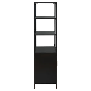 English Elm Kenneth Tall Metal and Pe Rattan Accent Cabinet with Open Shelves for Living Spaces B062P440090