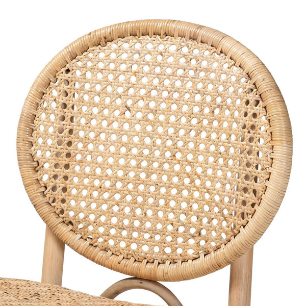 English Elm Mid-century Woven Rattan Dining Chair with Circular Back and Black Lacquered Legs B2750P467640