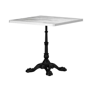 English Elm Marble-look Sintered Stone Square Bistro Table with Heavy Cast Iron Pedestal Base Light Slate Grey W3316S00038