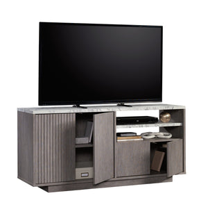 English Elm Credenza, Stylish Brown Finish Tv Stand For 65” Tvs With Faux Marble & Ample Storage Solutions B356P367793
