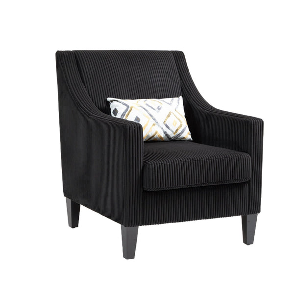 English Elm COOLMORE Modern Accent Chair with Plush Corduroy Upholstery, Solid Wood Frame and Two Pillows Black W395P195364