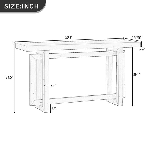 English Elm U_style Farmhouse Console Table with Three Drawers Open Shelf Entryway Organizer N711P410422K