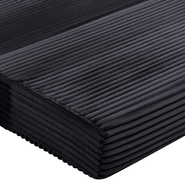 English Elm Corduroy Cloud Convertible Floor Sofa Foam Sleeper for Apartment Living Rooms Black W3739P368463