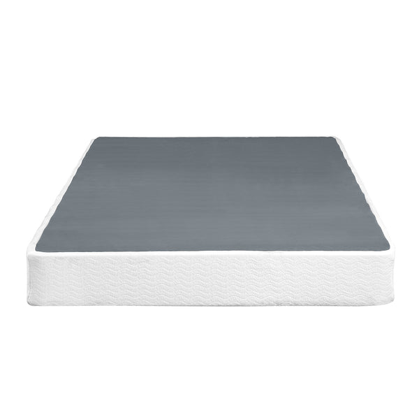 English Elm Queen Metal Mattress Foundation with 600lb Capacity, Black Frame & Textured White Cover, 59x79x8.5" B011P197730