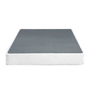English Elm Full Full Mattress Foundation 53"x74" Black Metal Frame with Textured White Cover, 600lb Capacity B011P197731