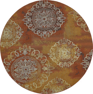 Unique Loom Outdoor Modern Trio Machine Made Geometric Rug Rust Red, Gold/Gray/Silver 8' 0" x 8' 0"