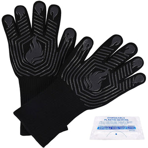 English Elm Bbq Gloves Aramid Fiber Heat Resistant Silicone Grip Five Finger Washable Mitts W2181P192852