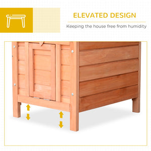 English Elm Wooden Outdoor Pet Hutch with Asphalt Roof Raised Floor and Ramp for Small Animals T3971P383374