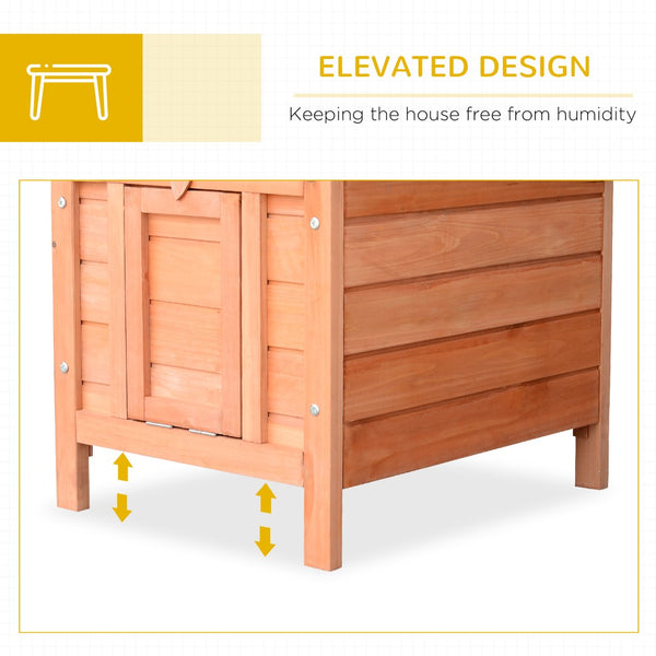 English Elm Wooden Outdoor Pet Hutch with Asphalt Roof Raised Floor and Ramp for Small Animals T3971P383374