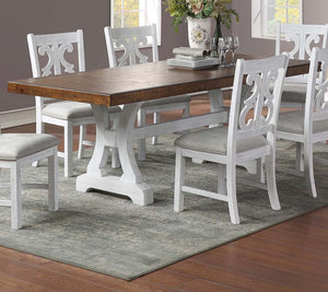 English Elm Formal Distressed Painted Wooden Rectangle Dining Table 68"+18" Leaf Classic Elegant 1pc Piece B011S01664