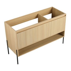 English Elm 48" Modern Freestanding Bathroom Vanity Cabinet, 3 Soft-Close Doors, KD Packing, No Sink Included W1972P199462