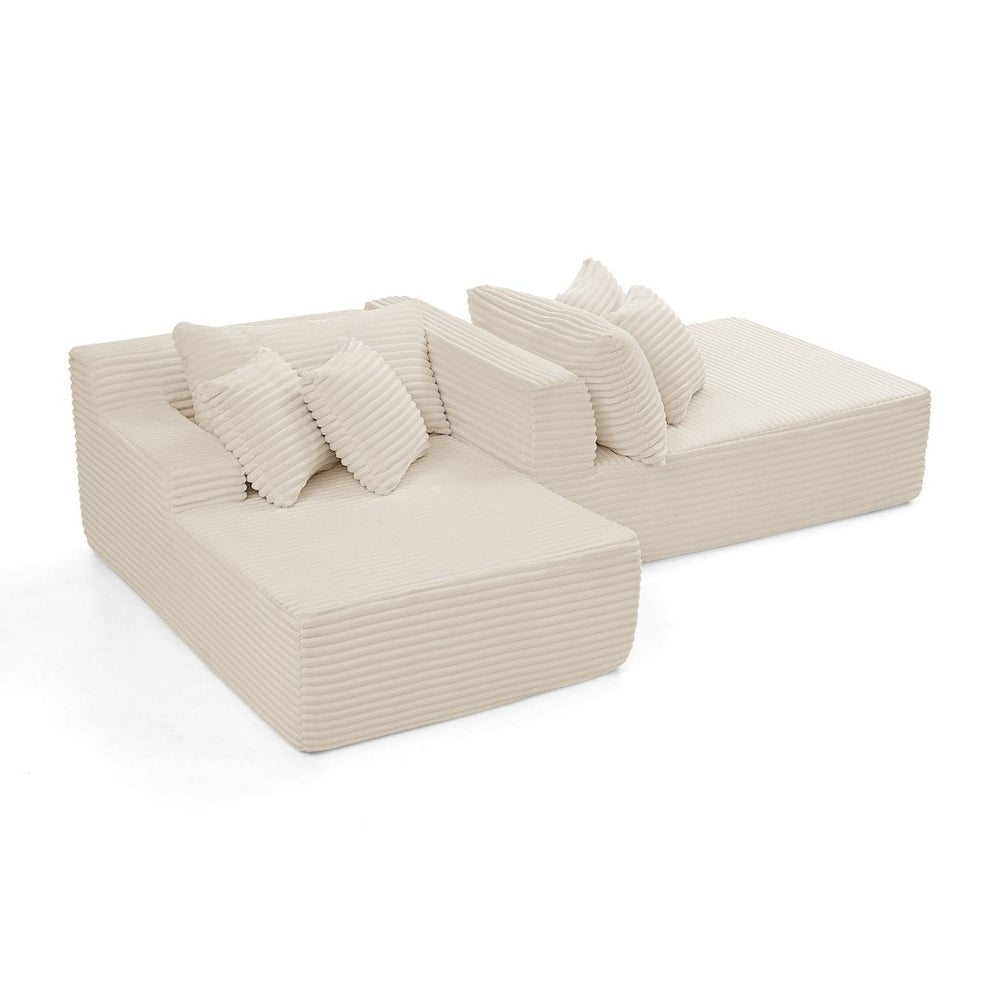 English Elm Two-Seater Lazy Lounge Chair - Plush Velvet Sofa For Cozy Living Rooms, No Assembly Needed - Beige W487S00380-GIGA