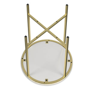 English Elm Tara Gold Side Table with White Marble Top – Handcrafted Iron & Wood Accent, Versatile End Table B136P203474