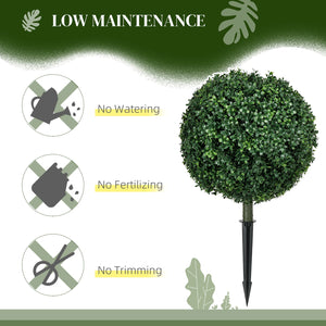 English Elm HOMCOM Artificial Boxwood Topiary Trees Set of 2, UV-Protected 27.6" Faux Ball Plants with Stakes for Indoor Outdoor Décor and Low-Maintenance Beauty W2225P229686