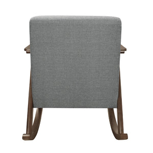 English Elm Modern Walnut Wood Frame Rocking Chair Upholstered Cushion Seat Mid-century Living Room Gray B011P255260