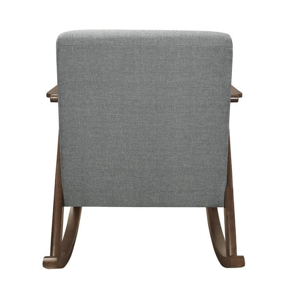 English Elm Modern Walnut Wood Frame Rocking Chair Upholstered Cushion Seat Mid-century Living Room Gray B011P255260